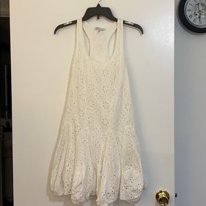 Off white lace overlay racer back bubble dress